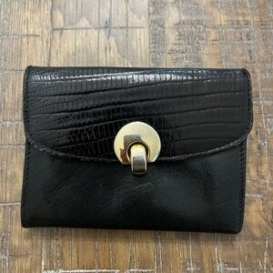Vintage Diamicci Black crocodile embossed genuine leather coin purse wallet.